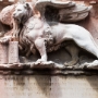 A winged lion with an opened book was a sign that it's a prosperous town.